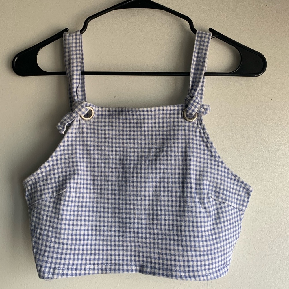 Blue and white checkered top